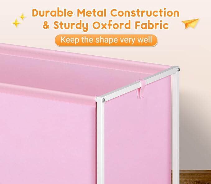 MISSLO Large Kids Toy Box for Girls with Wheels Toy Chest for Toddlers Toy Storage Organizer Big Toy Bin, 124L, Pink