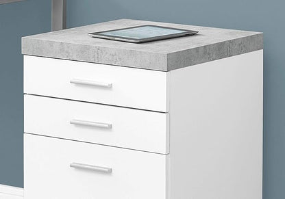 Monarch Specialties I 7051 File Cabinet, Rolling Mobile, Storage Drawers, Printer Stand, Office, Work, Laminate, Grey, White, Contemporary, Modern