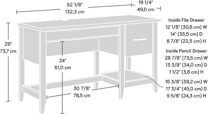 Sauder Summit Station Single Pedestal Desk, Glacier Oak Finish