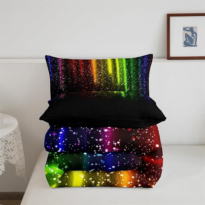 Abstract Ombre Comforter Set Kids Teens Colorful Bedding Set Decor Red Blue Green Yellow Comforter Room Decor 2Pcs Twin Size
