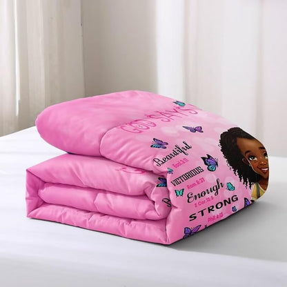 Black Girl Comforter Set Queen for Kids Teens,God Says You are Comforter Set for Black Women,Black Girl Magic Bedding Set,African American Girl Bed Bedroom Set