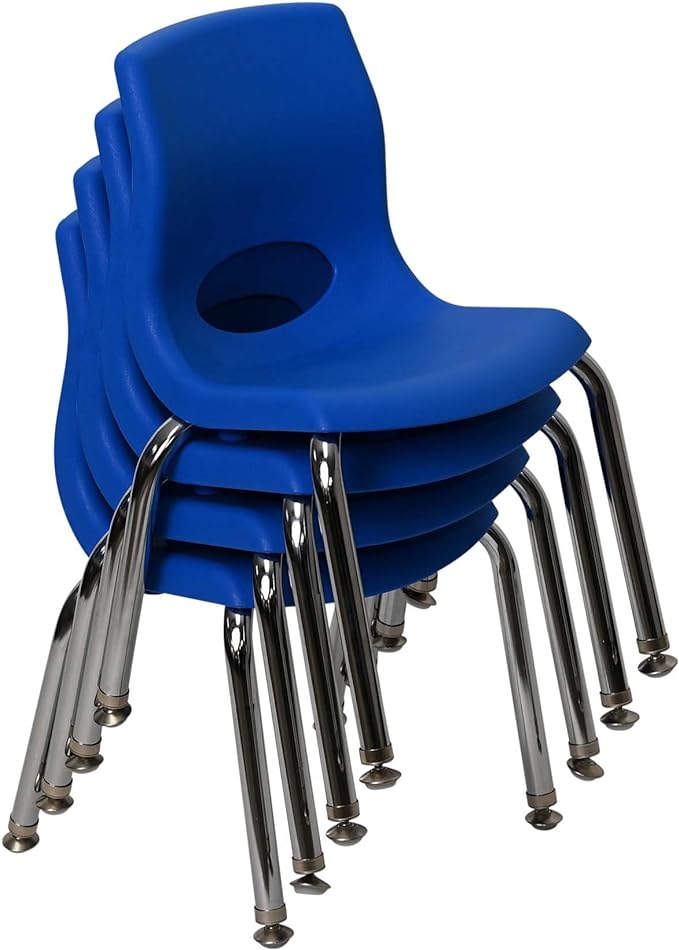 Angeles H, Blue with Chrome Legs, 4 Pack MyPosture Children's Chair, 10-inch