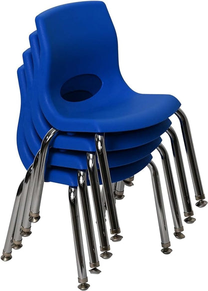 Angeles H, Blue with Chrome Legs, 4 Pack MyPosture Children's Chair, 10-inch