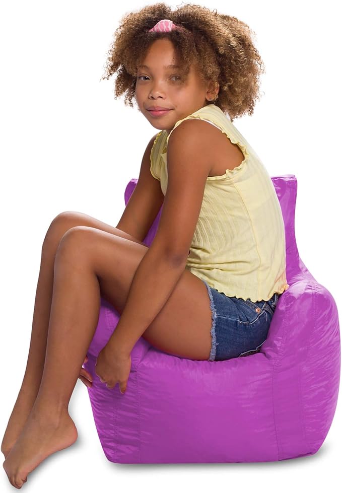 Posh Creations Bean Bag Structured Seat for Toddlers and Kids, Comfy Chair for Children, Pasadena, Purple