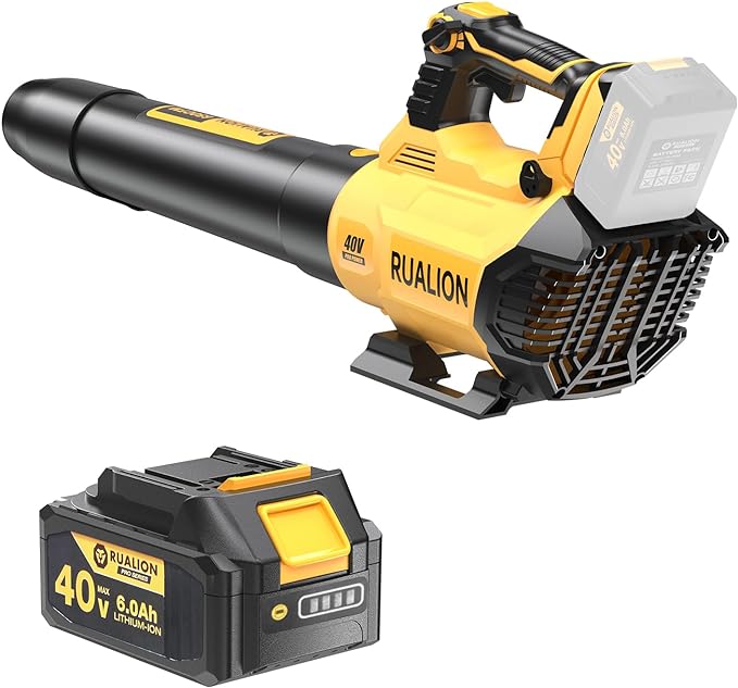 Leaf Blower Cordless Up to 650 CFM 195 MPH-Electric Leaf Blowers Brushless-Battery Powered Blowers for Lawn Care, Patio, Garage(40V 6.0 Ah Battery and Charger included)