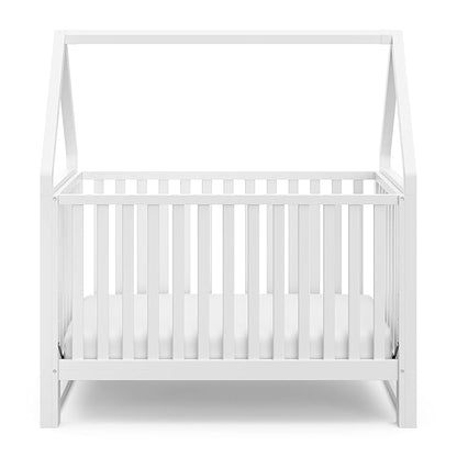 Storkcraft Orchard 5-in-1 Convertible Crib (White) – GREENGUARD Gold Certified, Canopy Style Baby Crib, Converts from Crib to Toddler Bed, Daybed and Full-Size Bed, Fits Standard Crib Mattress