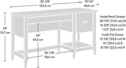 Sauder Summit Station Single Pedestal Desk, L: 52.09" x W: 19.29" x H: 29.02", Cinnamon Cherry Finish