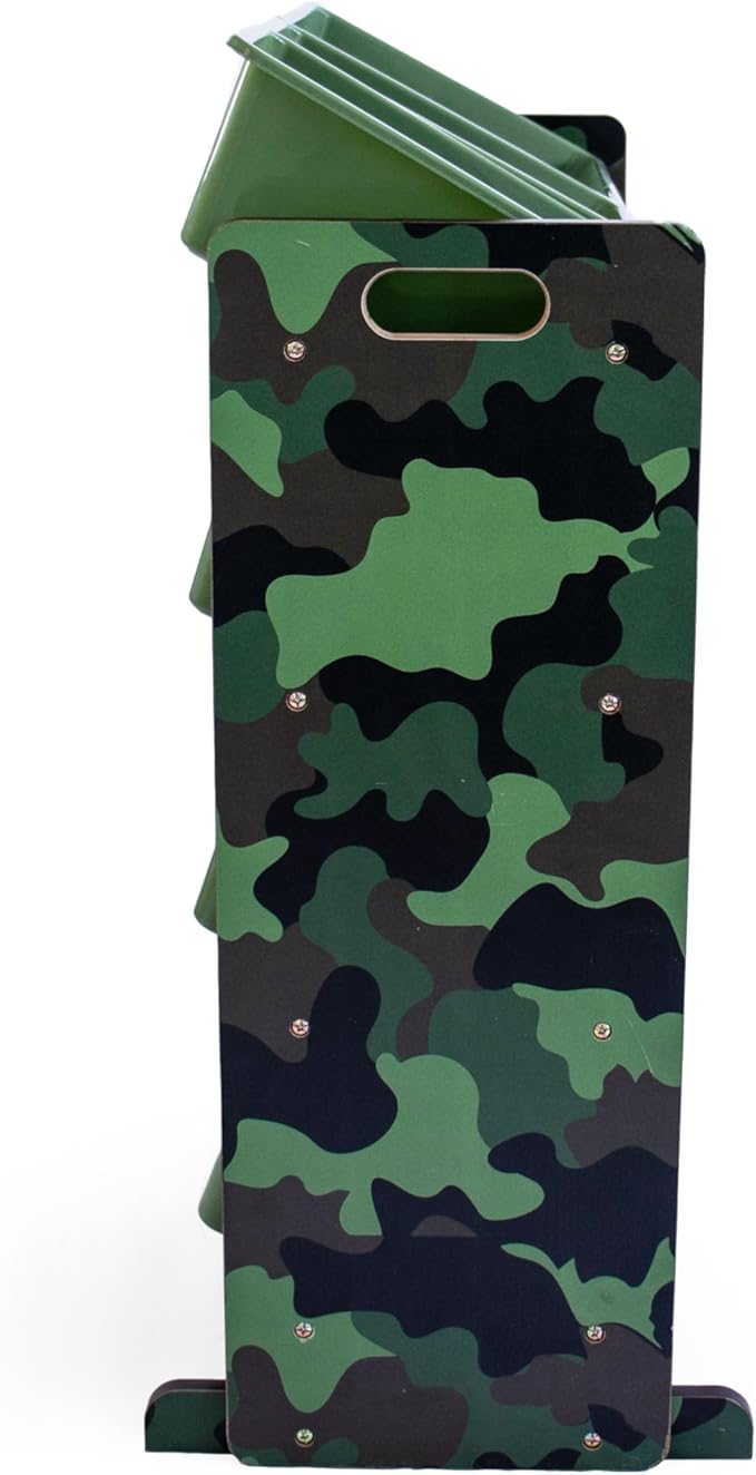 Humble Crew, Army Green Camo Hunter Toy Organizer with 12 Plastic Storage Bins
