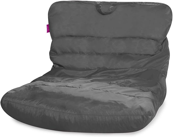 Posh Creations Structured Comfy Seat for Bedrooms and Dorm Rooms, Large Bean Bag Chair, Laguna Lounger, Charcoal Gray