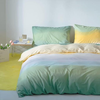Green Rainbow Comforter Set, 3PCs Cal King, Lightweight Breathable Cotton Blanket Quilt, All Season, Ideal Gift, Durable, Easy Care