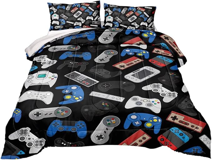 Gaming Comforter for Boys Teen,Game Contoller Bedding Set for Boys Kids,Down Alternative Comforter for All Season,Gamer Home Decor for Boys Comforter Set (Comforter-Game36, Queen)