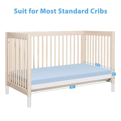Crib Mattress, Dual Sided Comfort Memory Foam Toddler Bed Mattress, Triple-Layer Breathable Premium Baby Mattress for Infant and Toddler w/Removable Outer Cover - White&Blue
