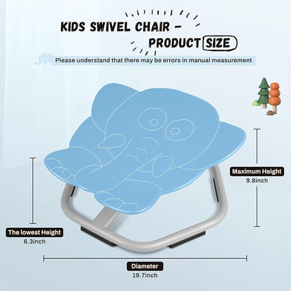 Elephant Kids Swivel Chair, Seat and Spinning Chair, Body Coordination Training Chair, Light Blue Non Slip Sensory Toys 360° Spinning Chair for Autistic Kids Aged 3+, Improving Kid's Physical Fitness