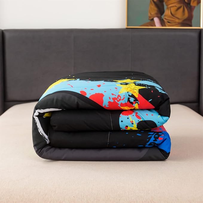 Gamer Bedding Sets for Girl Gaming Comforter Sets Twin Size Rainbow Tie Dye Bedroom Decor Teens Boy Kids Gamepad Bed Set Modern Game Controller Quilt Bedding