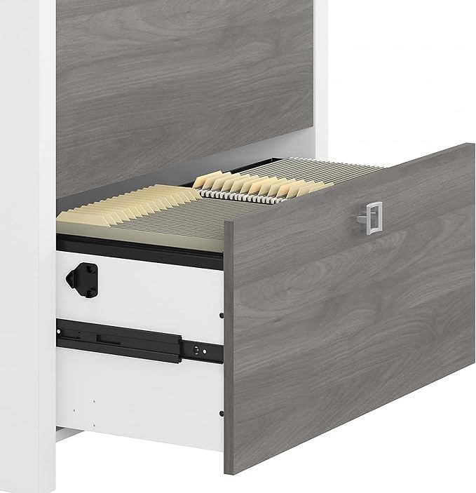 Office by kathy ireland Echo 2-Drawer Lateral File Cabinet, Letter/Legal, Pure White/Modern Gray, 32-inch (KI60502-03)