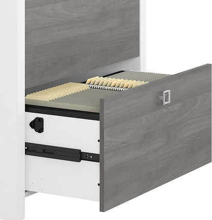 Office by kathy ireland Echo 2-Drawer Lateral File Cabinet, Letter/Legal, Pure White/Modern Gray, 32-inch (KI60502-03)