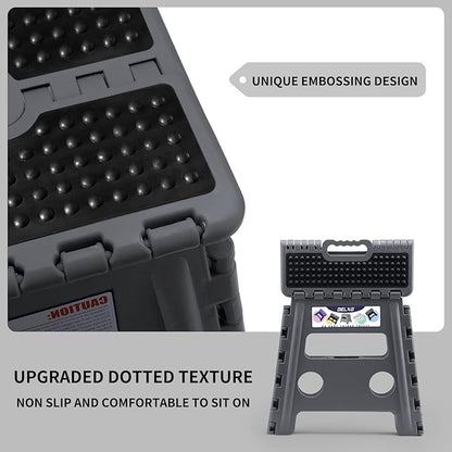 Delxo Folding Step Stool 13 inch Height Heavy Duty Foldable Step Stools for Adults and Kids,Kitchen Small Collapsible Fold Up Stepping Stool 1 Pack in Grey Dotted Texture