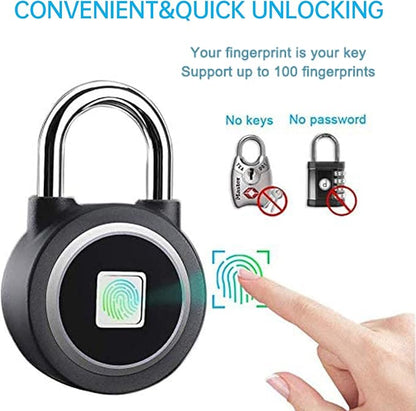 Fingerprint Padlock, Bluetooth Lock, Mobile APP, MEGAFEIS Smart Padlock with Keyless Biometric, Water Resistant, Suitable for Gym, Sports, Bike, School, Fence and Storage(Black)