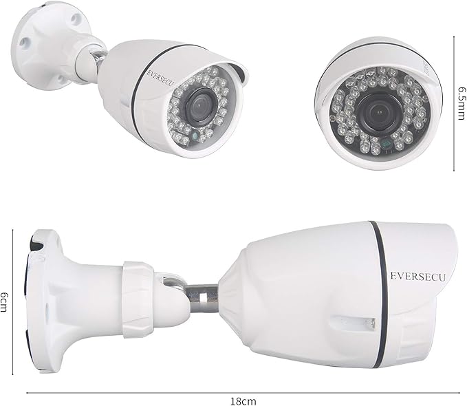 Eversecu 4 Channel Security Camera System 1080P Lite DVR and (4) 2.0MP 1080P Weatherproof Cameras Support Night Vison Weatherproof, Motion Alert, Smartphone, PC Easy Remote Access (NO HDD Included)