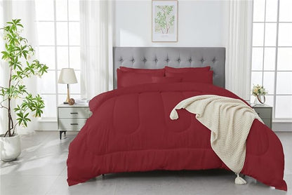 3 Piece Solid Color All Season Bedding Comforter Set Microfiber Soft Lightweight Bedding Set for Kids Teens Adults Room Decor with 1 Comforter and 2 Pillowcases Full