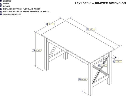 AFI Lexi Desk with Drawer and Built-in Charger in Walnut