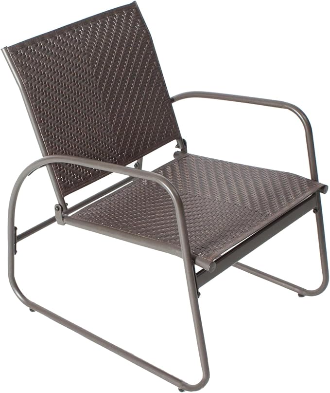 Mapleleaf 4 Pieces Rattan Patio Furniture Set, Outdoor Wicker Conversation Sofa Set, Rattan Chair and Glass Coffee Table for Yard, Pool or Backyard (Brown)