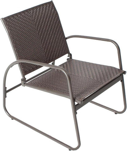 Mapleleaf 4 Pieces Rattan Patio Furniture Set, Outdoor Wicker Conversation Sofa Set, Rattan Chair and Glass Coffee Table for Yard, Pool or Backyard (Brown)