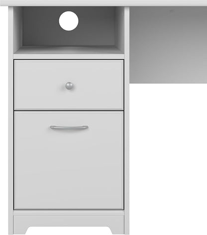 Bush Furniture L Shaped Desk with Drawers for Executive and Home Office | Cabot Collection Corner Table with Storage and Chrome Hardware Return, 72W, White