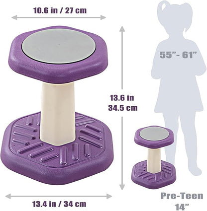 Active Chairs Kids Preschool Wobble Stool - Alternative Flexible Seating Balance Wiggle Stool for Classroom,Preschool,Kindergarten&Elementary School,Active Sensory Chairs,Ages3-8,Purple(14in)