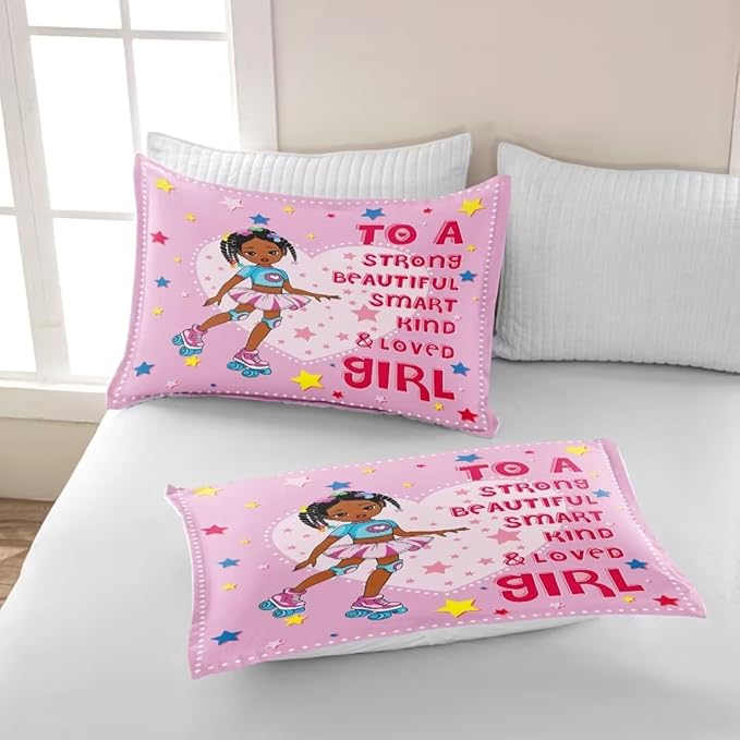 Black Ballerina Comforter Queen Sets for Girls Toddle,Black Girl Magic Comforter Set for Teens Kids,African American Afro Girl Inspirational Bedding Sets