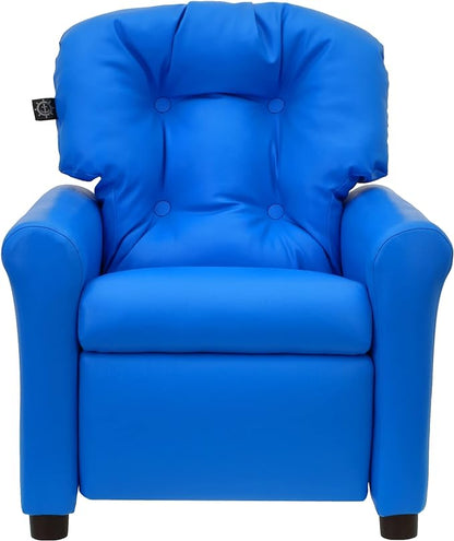 The Crew Furniture Traditional Kids Recliner, Toddler Ages 1-5 Years, Pu Faux Leather, Blue