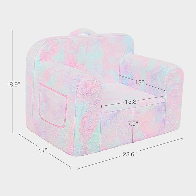 Toddler First Chair, Baby Chairs Comfy Toddler for Boys and Girls for Ages 18 Months and Up, Fits Any Decor (light-colored tie-dye)