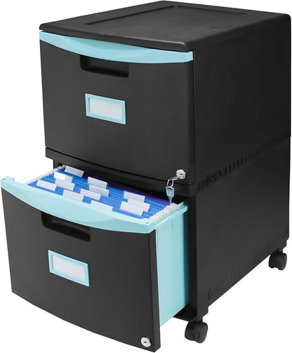 Storex 61315A01C File Cabinet, 1-Pack, Black/Teal