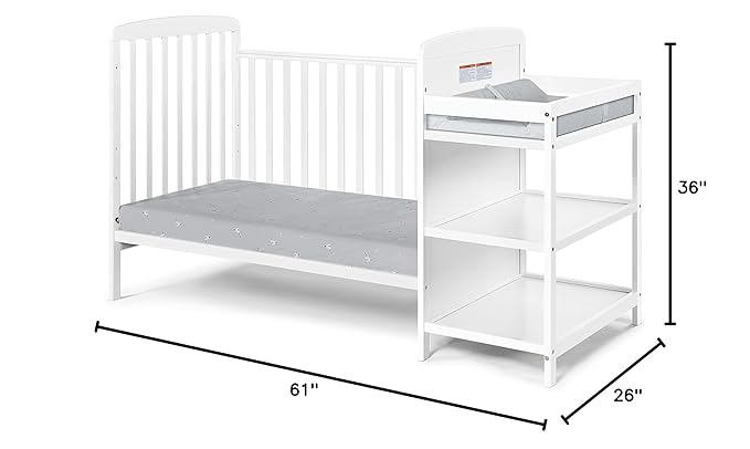 Suite Bebe Ramsey 3 in 1 Convertible Crib and Changer in White