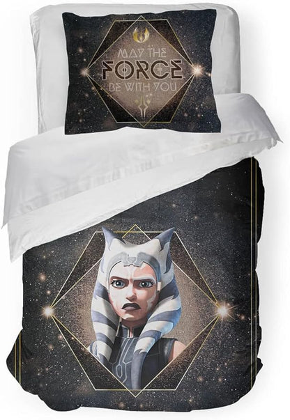 Jay Franco Star Wars The Clone Wars Ahsoka Force Full Comforter & Sham Set - Kids Super Soft Bedding - Fade Resistant Microfiber (Official Star Wars Product)