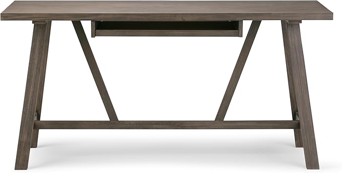 SIMPLIHOME Dylan SOLID WOOD Modern Industrial 60 inch Wide Home Office Desk, Writing Table, Workstation, Study Table Furniture in Driftwood