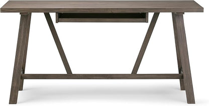 SIMPLIHOME Dylan SOLID WOOD Modern Industrial 60 inch Wide Home Office Desk, Writing Table, Workstation, Study Table Furniture in Driftwood
