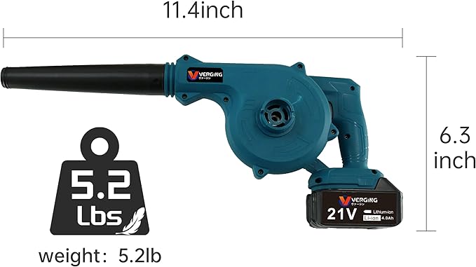 Electric Cordless Leaf Blower 21V, Leaf blower Dual Function Blowing and Vacuuming, with 2 x 4.0AH High Capacity Batteries, Leaf Blower Cordless Effortlessly Clears Blowers for Lawn Care