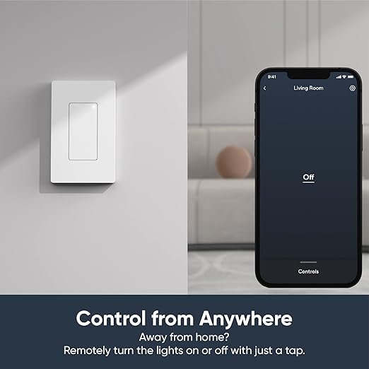 Wyze Switch, 2.4 GHz WiFi Smart Light Switch, Single-Pole, Needs Neutral Wire, Compatible with Alexa, Google Assistant, and IFTTT, No Hub Required, 1-Pack, White