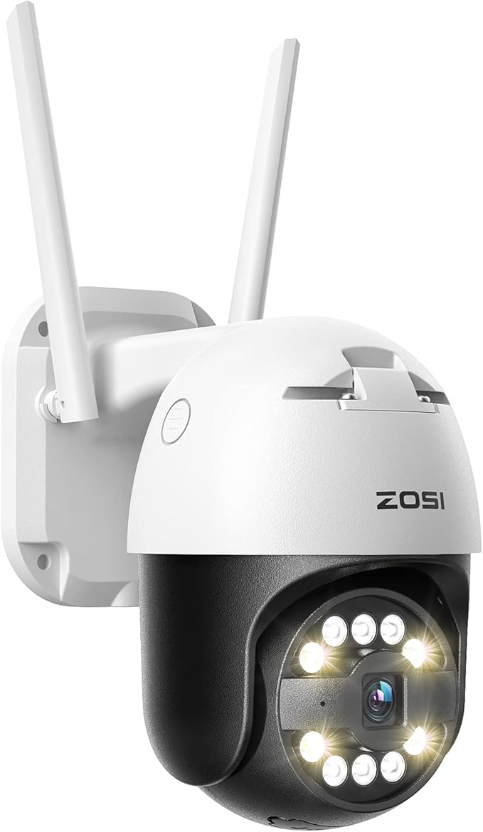 ZOSI 3K 5MP Pan/Tilt WiFi Security Camera, C296 Plug-in Home Surveillance Camera Outdoor, Person Vehicle Detection, Human Tracking, Night Vision, 2 Way Audio, Floodlight Siren, Cloud & SD Card Storage