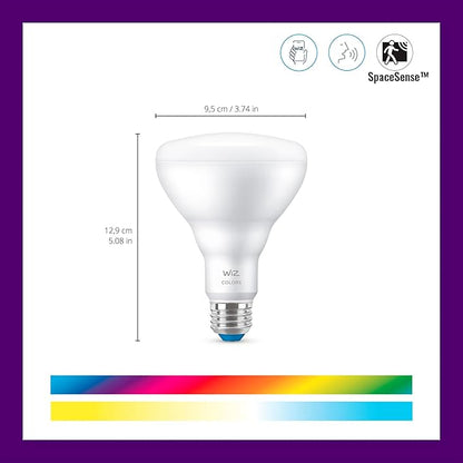 WiZ 65W BR30 Color LED Smart Bulb - Pack of 6 - E26- Indoor - Connects to Your Existing Wi-Fi - Control with Voice or App + Activate with Motion - Matter Compatible