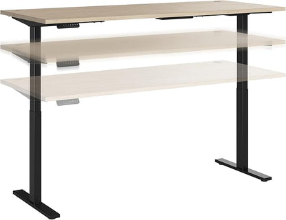 Bush Business Furniture Move 60 Series 72W x 30D Electric in Natural Elm with Black Base, Ergonomic Sit-Stand Computer Table for Home and Professional Office