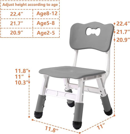 Adjustable Kid Chairs Indoor 3 Level Adjustable Suitable for Children Age 2-6. Maximum load-bearing 220LBS Suitable for Family Classroom and Nursery Child Seat Set (2-Pack-Dark Grey)