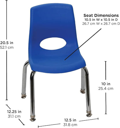 Angeles H, Blue with Chrome Legs, 4 Pack MyPosture Children's Chair, 10-inch