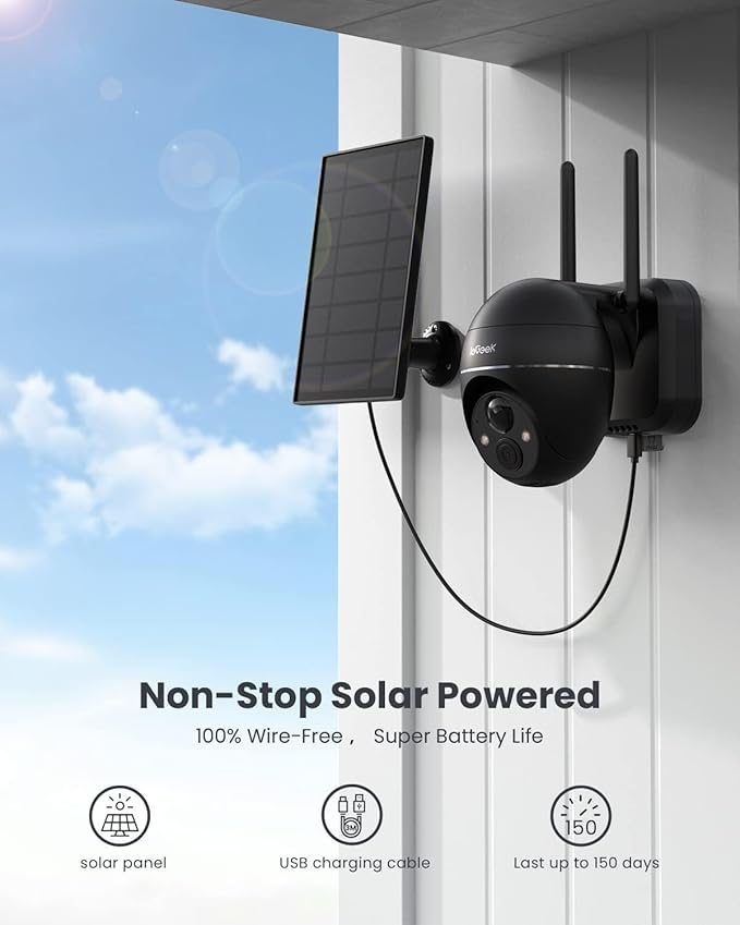 ieGeek 2K Security Camera Wireless Outdoor, 2.4G WiFi 360° View Pan Tilt Strobe Light/Spotlight Home Security System with Motion Detection and Siren, 2 Way Talk, IP65, 3MP Night Vision