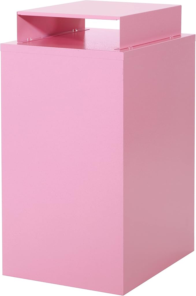 OSP Home Furnishings 3 Drawer Locking Metal File Cabinet with Top Shelf, Pink
