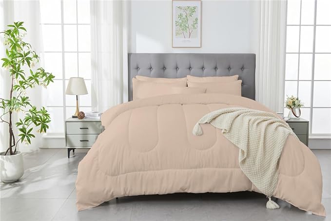 3 Piece Solid Color All Season Bedding Comforter Set Microfiber Soft Lightweight Bedding Set for Kids Teens Adults Room Decor with 1 Comforter and 2 Pillowcases King