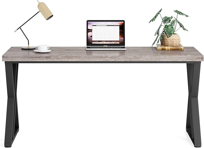 55 Inch Large Simple Industrial Computer Desk Study Writing Table Home Office Workstation,Grey
