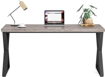 55 Inch Large Simple Industrial Computer Desk Study Writing Table Home Office Workstation,Grey