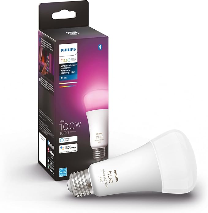 Philips Hue Smart 100W A21 LED Bulb - White and Color Ambiance Color-Changing Light - 1 Pack & Smart 60W A19 LED Bulb - White and Color Ambiance Color-Changing Light - 2 Pack